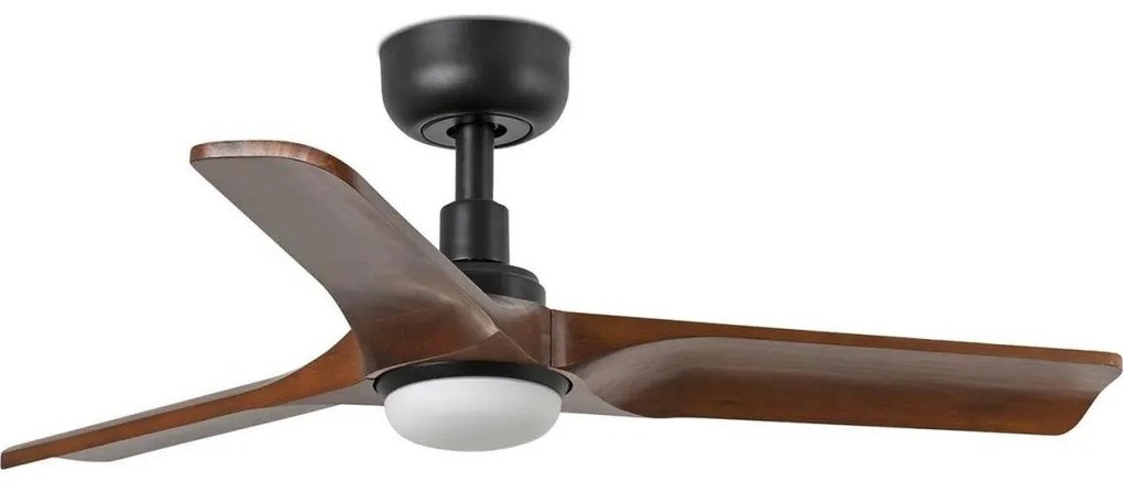 FARO 33806WT-1TW - LED Димируем вентилатор HEYWOOD S 10W/230V дърво/черен Ø 90 см WT + д.у.