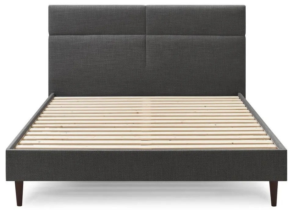 Черно тапицирано двойно легло с решетка 180x200 cm Elyna - Bobochic Paris