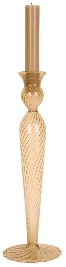 Светлокафяв стъклен свещник, височина 26,5 cm Swirl - PT LIVING