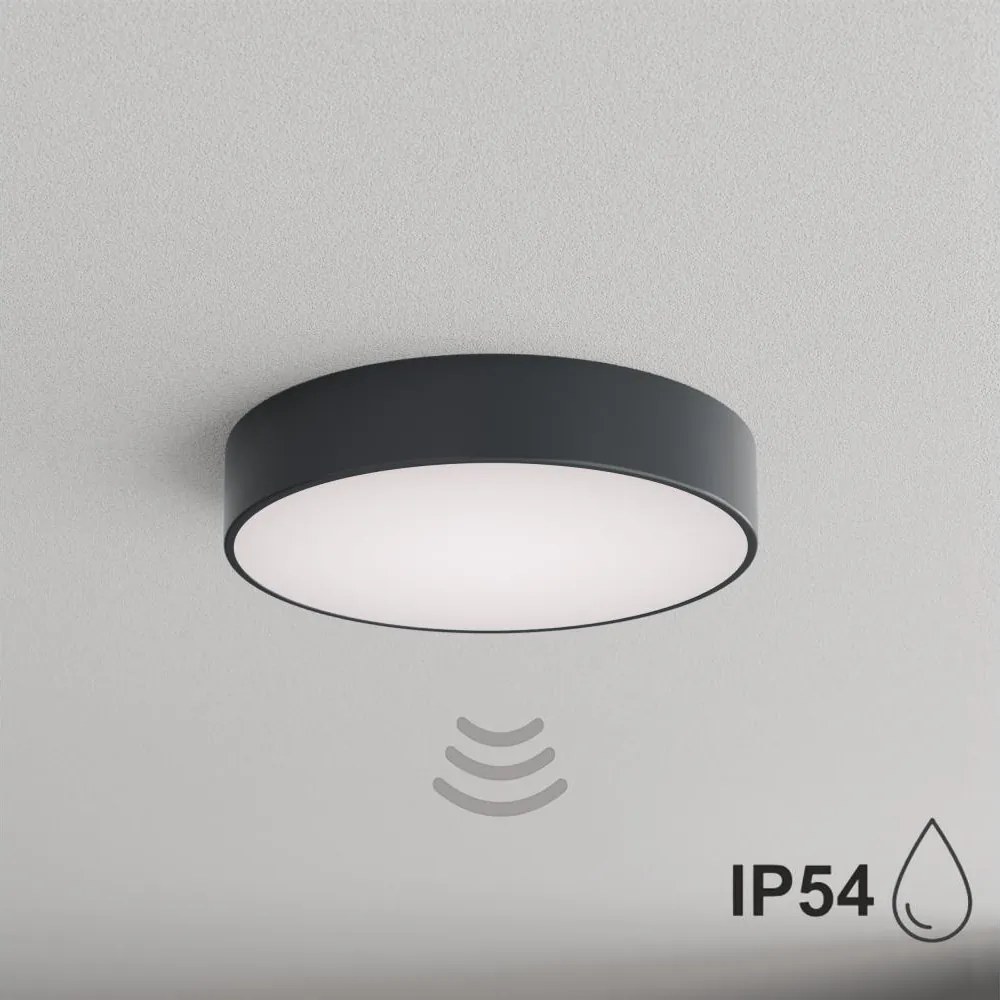 Brilagi - Плафон за баня с вграден сензор CLARE, 3xE27/24W/230V, Ø 40 см, антрацит, IP54