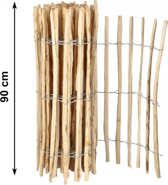 Градинска ограда от цепени лешникови пръчки, оплетени на тел 100 x 500 cm