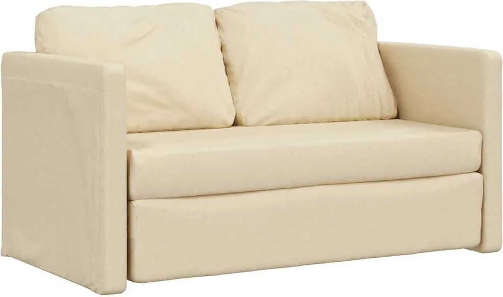 353970 vidaXL Подов разтегателен диван 2-в-1 кремав 112x174x55 см текстил