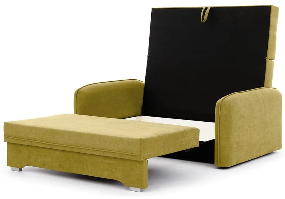 Жълт шенилов разтегателен диван с място за съхранение 155 cm Laine – ELTAP