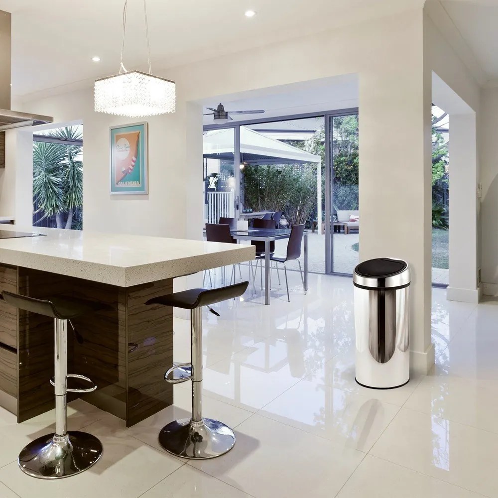 Стоманено кошче за боклук отваряне с докосване в блестящо сребрист цвят 30 l – MSV