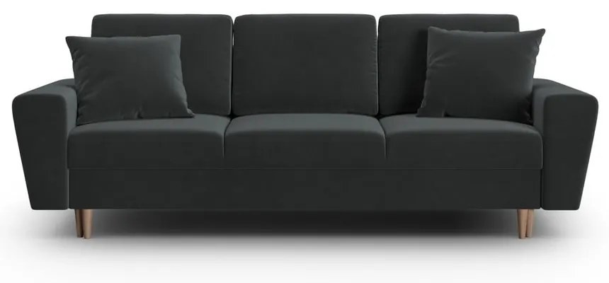 Тъмносив кадифен разтегателен диван с място за съхранение 235 cm Kyoto – Cosmopolitan Design