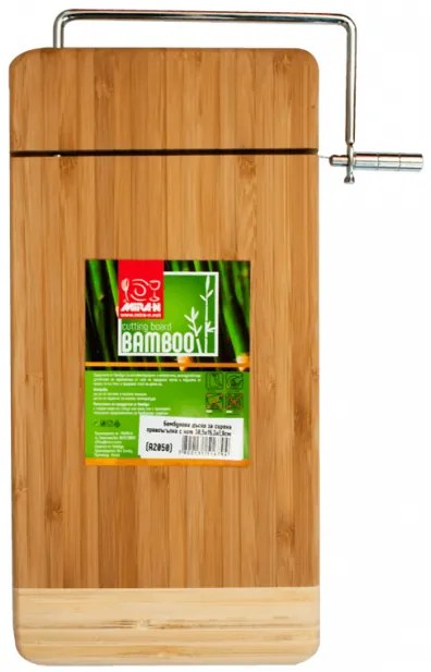 Бамбукова дъска за сирена правоъгълна с нож 15,3x30,5x1,9см (A2050)