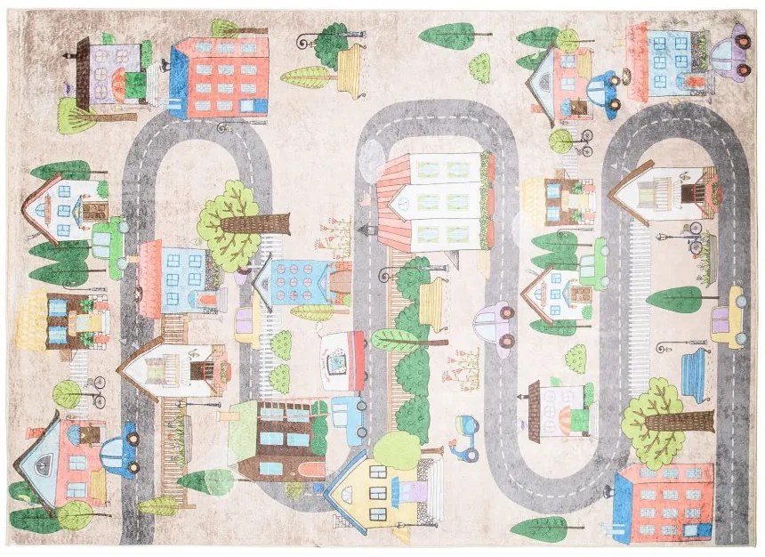 Детски килим с мотив на оживен град Ширина: 120 см | Дължина: 170 см