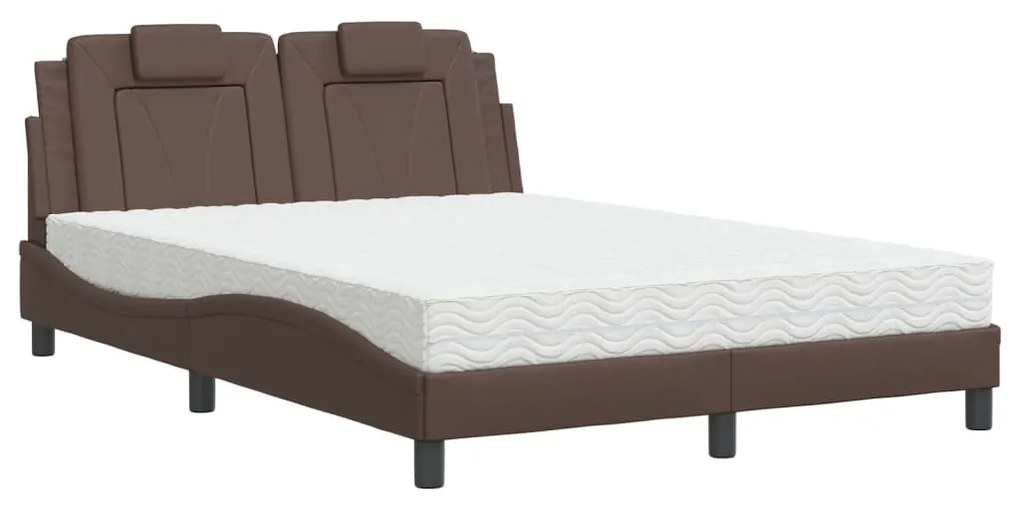 3208798 vidaXL Легло Viana без матрак, кафяво, 140x200 см, изкуствена кожа
