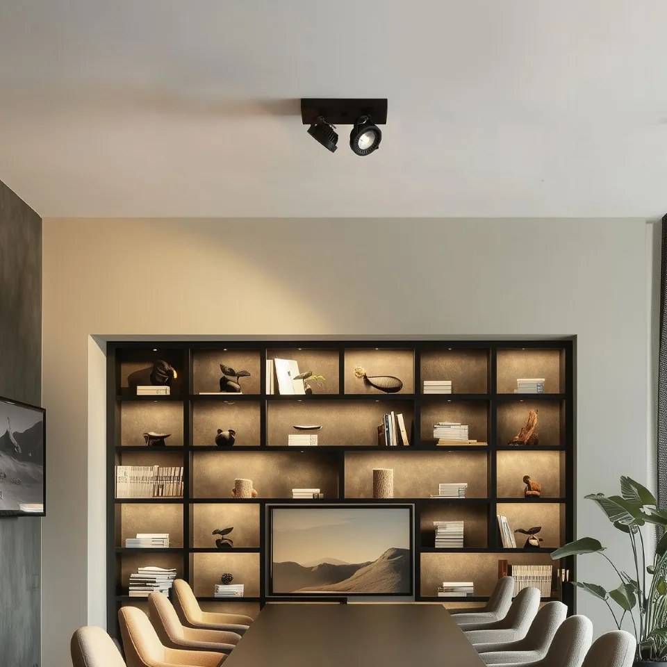 Модерен повърхностно монтиран прожектор черен вкл. димируема LED 2-светлини - Apollo