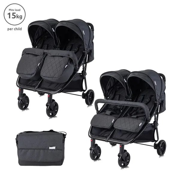 Детска количка за близнаци DUO LORELLI - BLACK