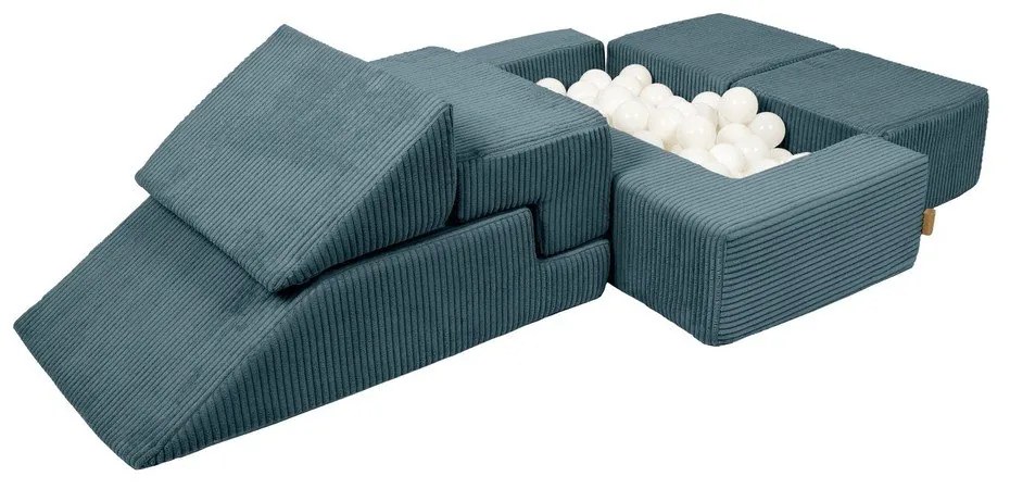 Тюркоазено велурено игрище от пяна 100x35x40 cm Montessori – Meowbaby