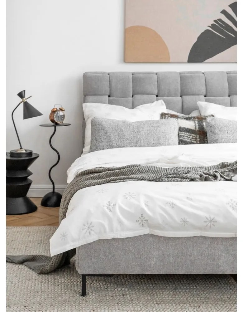 Светлосиво тапицирано двойно легло с включена подматрачна рамка 180x200 cm Eve – Miuform