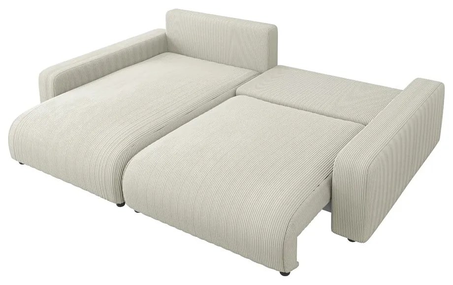 Кремав разтегателен ъглов диван от рипсено кадифе (променлив) Sara – Ropez