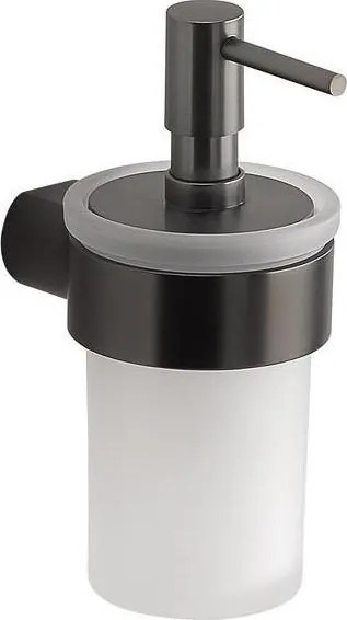 Gedy - Стенен дозатор за течен сапун PIRENEI 110 мл млечно стъкло/металик сиво