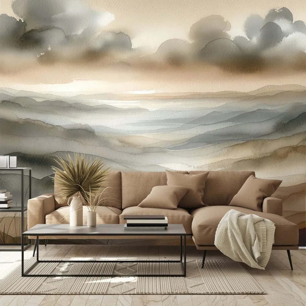 Тапет – Акварелен пейзаж в мъгла