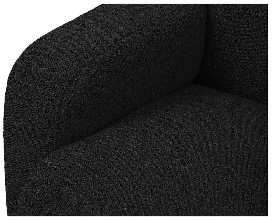 Черен ъглов диван от плат букле (десен ъгъл) Molino - Micadoni Home