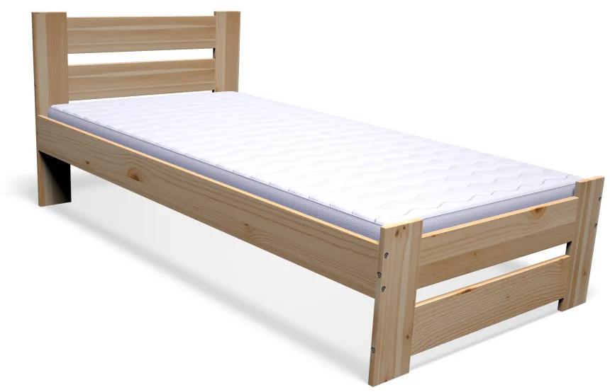 Легло от масив STUDY + решетка БЕЗПЛАТНО + матрак от пяна BOHEMIA 16 cm + решетка, 80x200cm, естествен/без лак