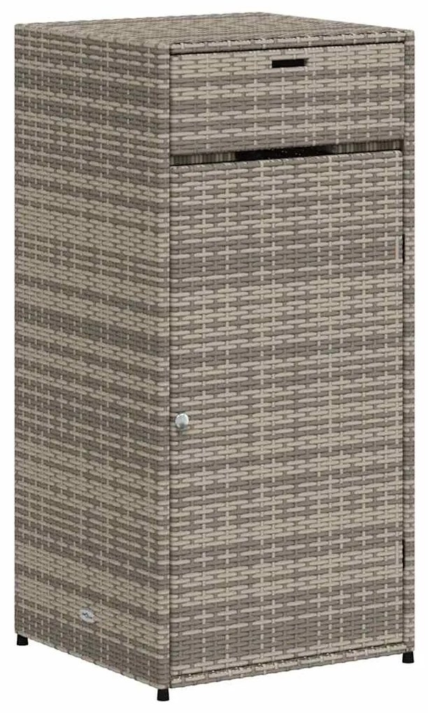 365561 vidaXL Градински шкаф за съхранение, сив, 55x55x111 см, полиратан