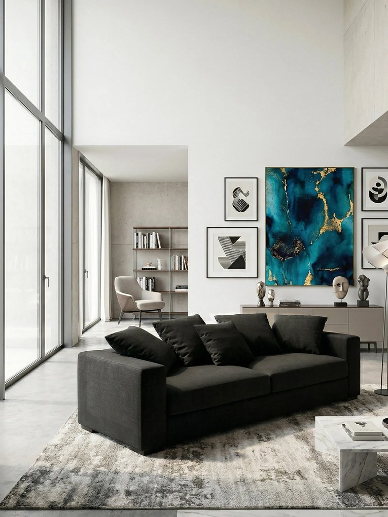 Диван Pilo Триместен-225φ 90β εκ-Μαύρο