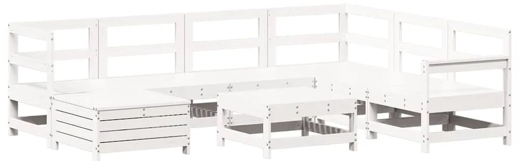 3250597 vidaXL Градински комплект диван от 8 части, бял, бор масив