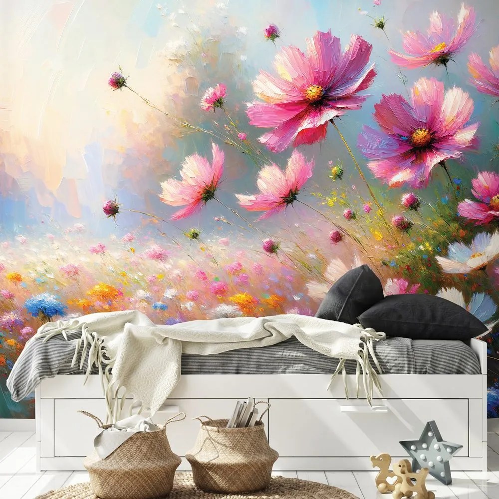 Тапет – Цветни полски цветя в разцвет