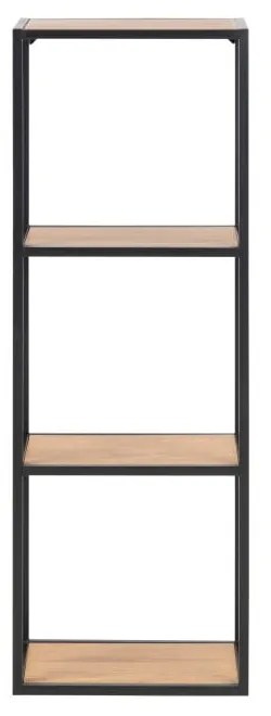 Черна/естествена стенна библиотека от декор от дъб 37x108 cm Seaford – Actona