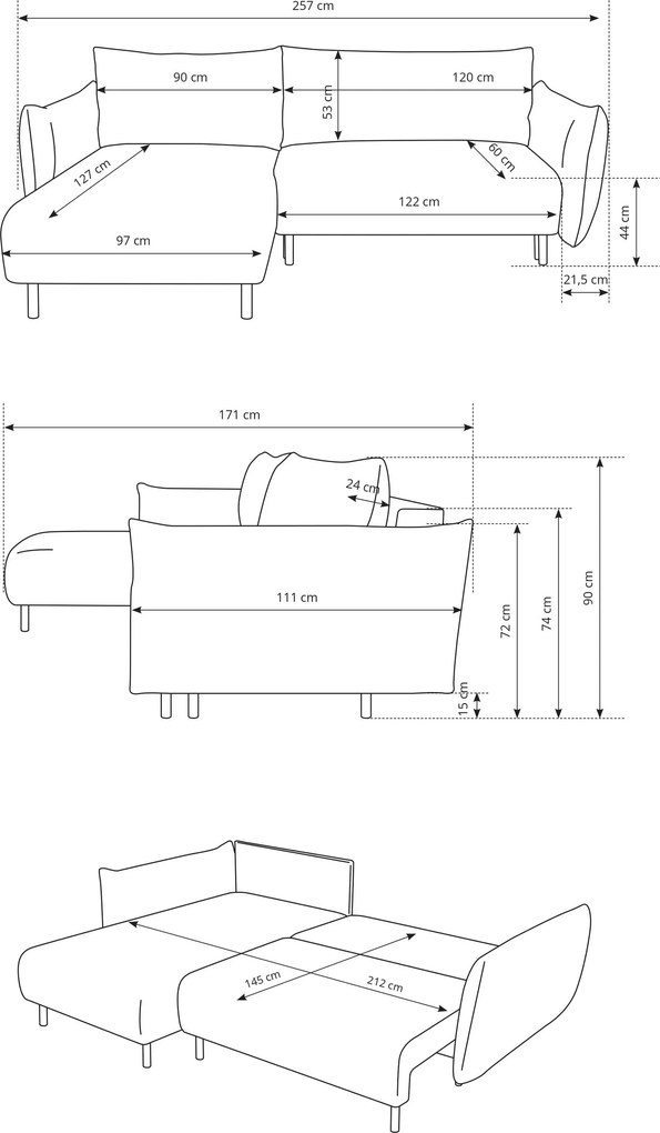 Ъглов диван Laurie-Бял