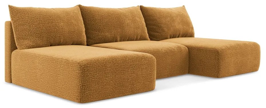 Оранжев разтегателен ъглов диван с място за съхранение Kalena – Makamii