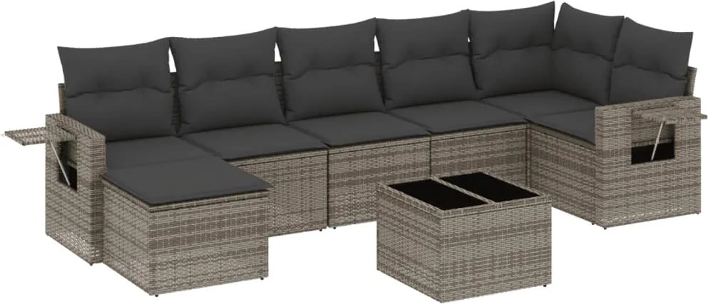 3220489 vidaXL Градински комплект диван с възглавници 8 части сив полиратан