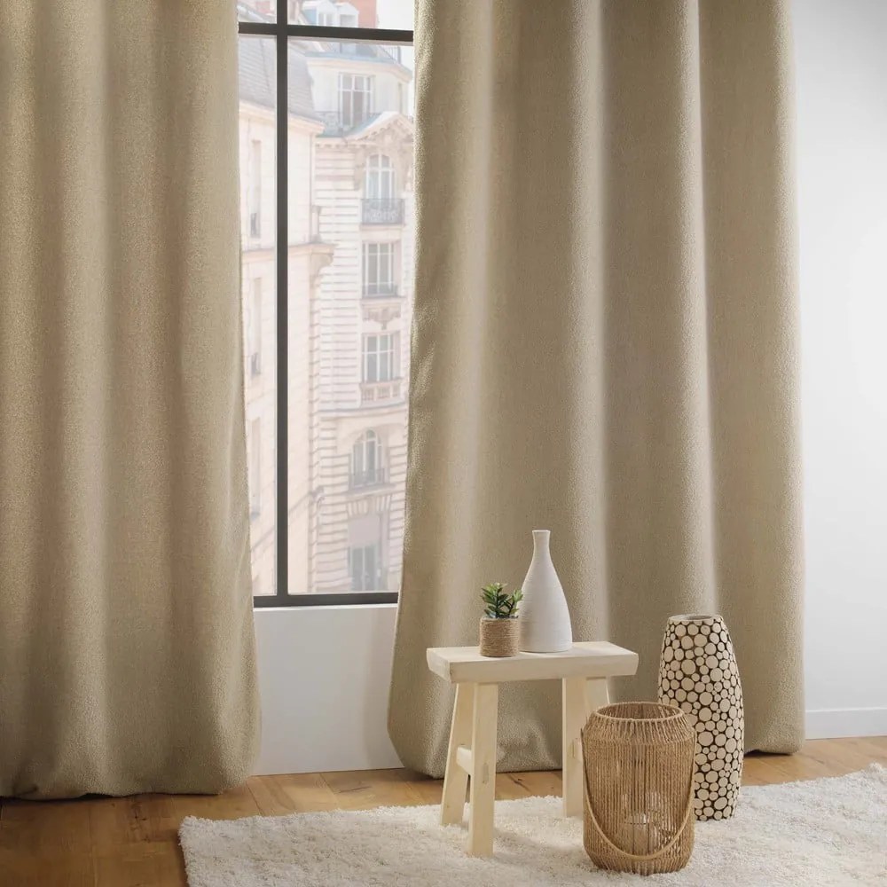 Бежова завеса от букле 140x240 cm Wooly – douceur d'intérieur