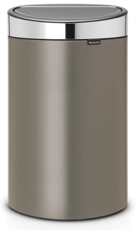 Кош за боклук Brabantia Touch Bin New 650529, 40 л, Безшумно и плавно затваряне, Плосък гръб, Сив/инокс