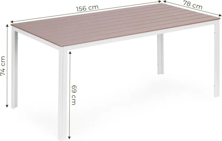 Голяма градинска маса в бежово с бели крака