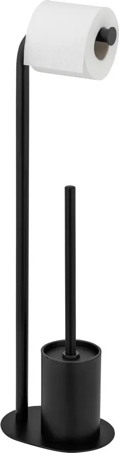 Черна стоманена поставка за тоалетна хартия стойка с четка Levante – Wenko