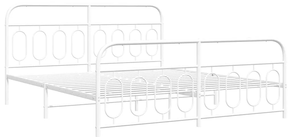 377187 vidaXL Метална рамка за легло с горна и долна табла, бяла, 160x200 см