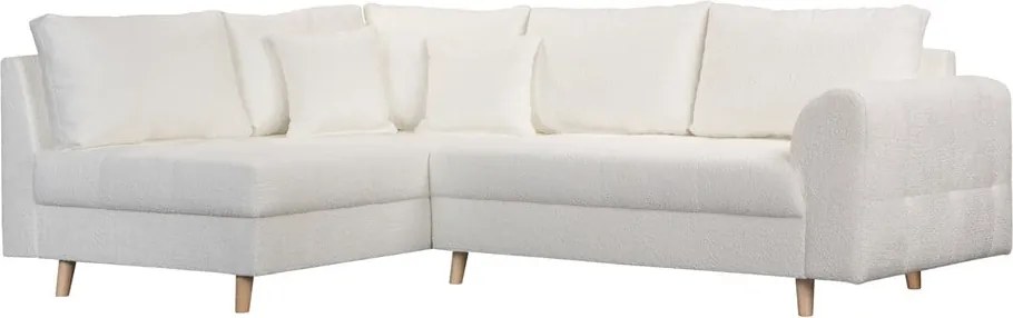 Бял ъглов диван от плат букле (ляв ъгъл) Ariella - Ropez