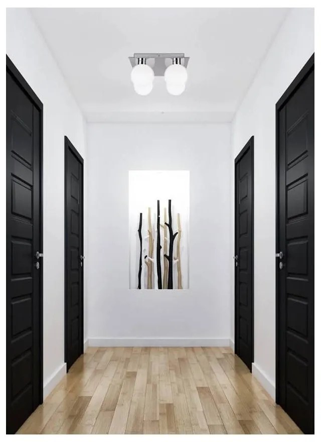 Лампа за таван в сребристо със стъклен абажур 25x25 cm Oden - Candellux Lighting