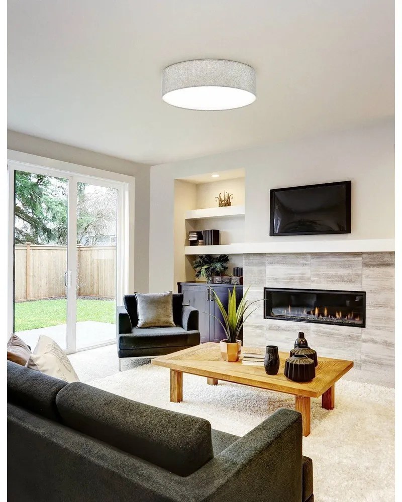 Осветително тяло за таван в бял и сив цвят с текстилен абажур PASTERI – EGLO