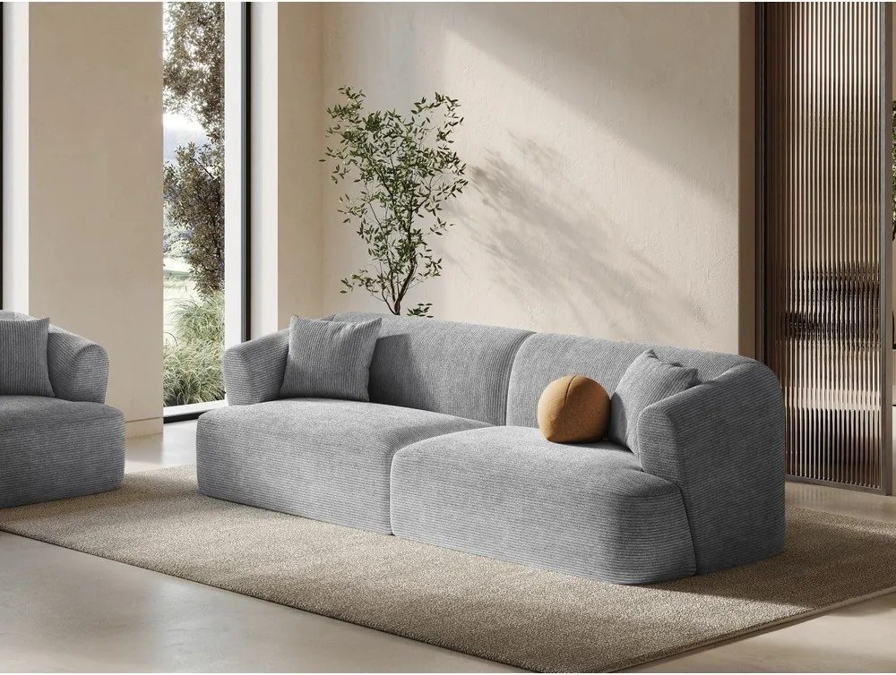 Светлосив диван от рипсено кадифе 255 cm Campi – Cosmopolitan Design