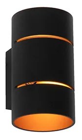 Модерен стенен аплик черен със златен интериор - Pia