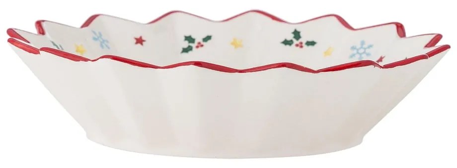 Червено-кремава керамична чиния за сервиране с коледен мотив ø 20 cm Naive – Bloomingville