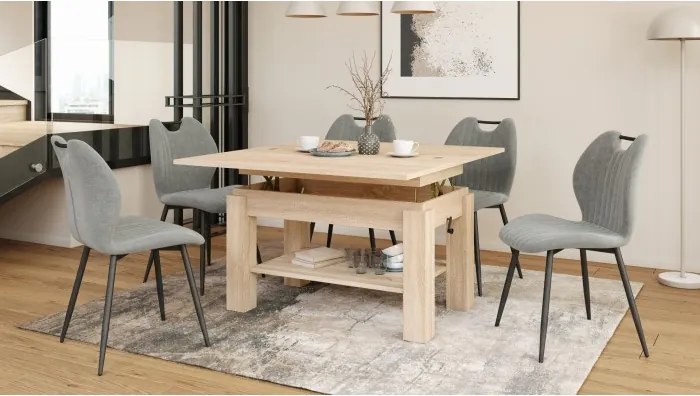 БРАВО Дъб Сонома - РАЗТЕГАТЕЛНА ХОЛНА МАСА С ПОВДИГАЩ МЕХАНИЗЪМ И С РАФТ