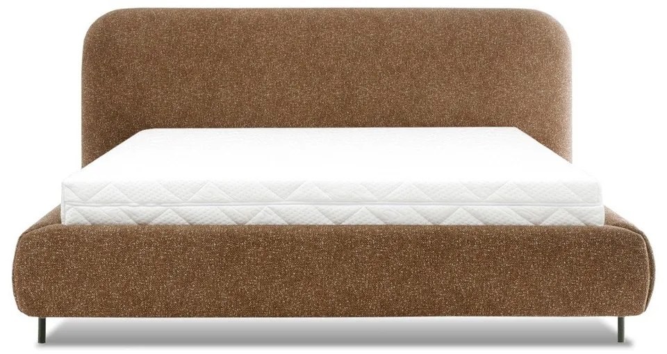 Двойно легло 140x200 cm тапицирано с място за съхранение с включена подматрачна рамка в цвят жълта охра Pointt – ELTAP