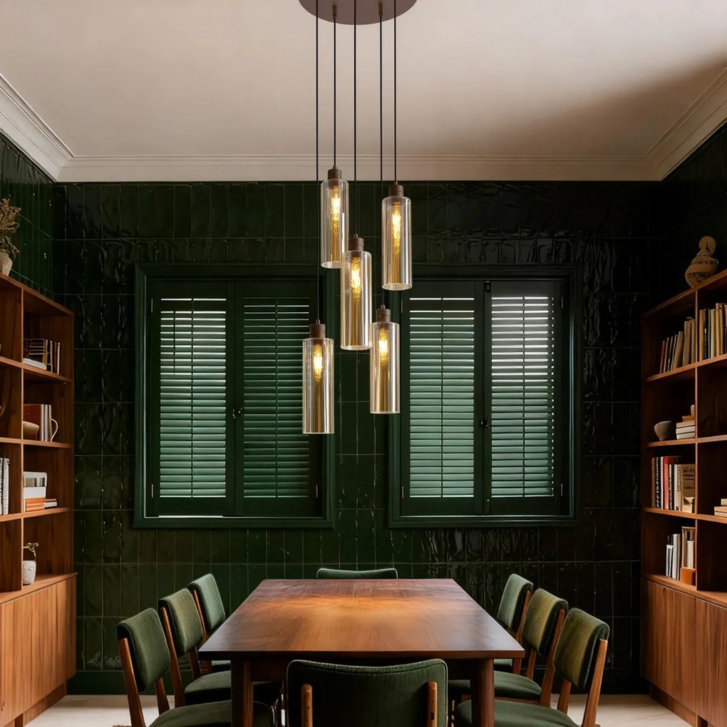 Модерен висящ лампион черен вкл. LED 3-степенно димиране - Twirl