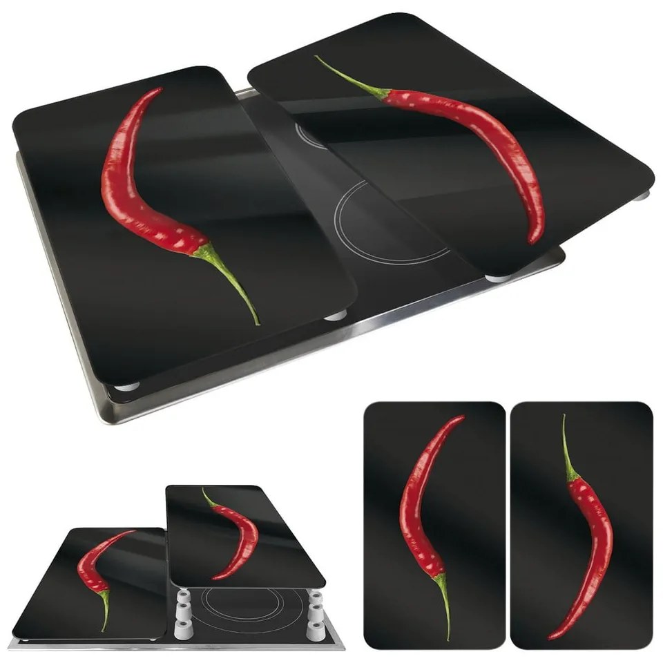 Комплект от 2 стъклени капака за печка , 52 x 30 cm Peperoni - Wenko