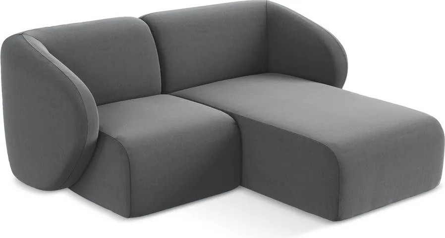 Сив кадифен ъглов диван (десен ъгъл) Lani – Makamii