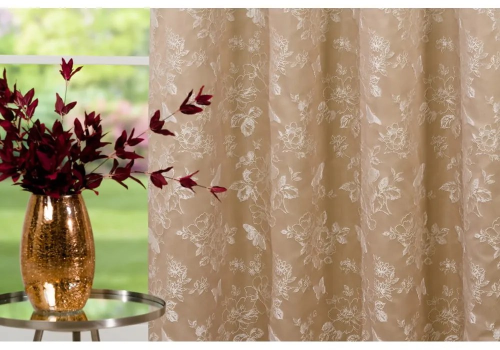 Бежова завеса 135x260 cm Lillies - Mendola Fabrics