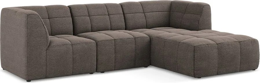 Кафяв ъглов диван от прежда с примки от букле (десен ъгъл) Aloha – Makamii