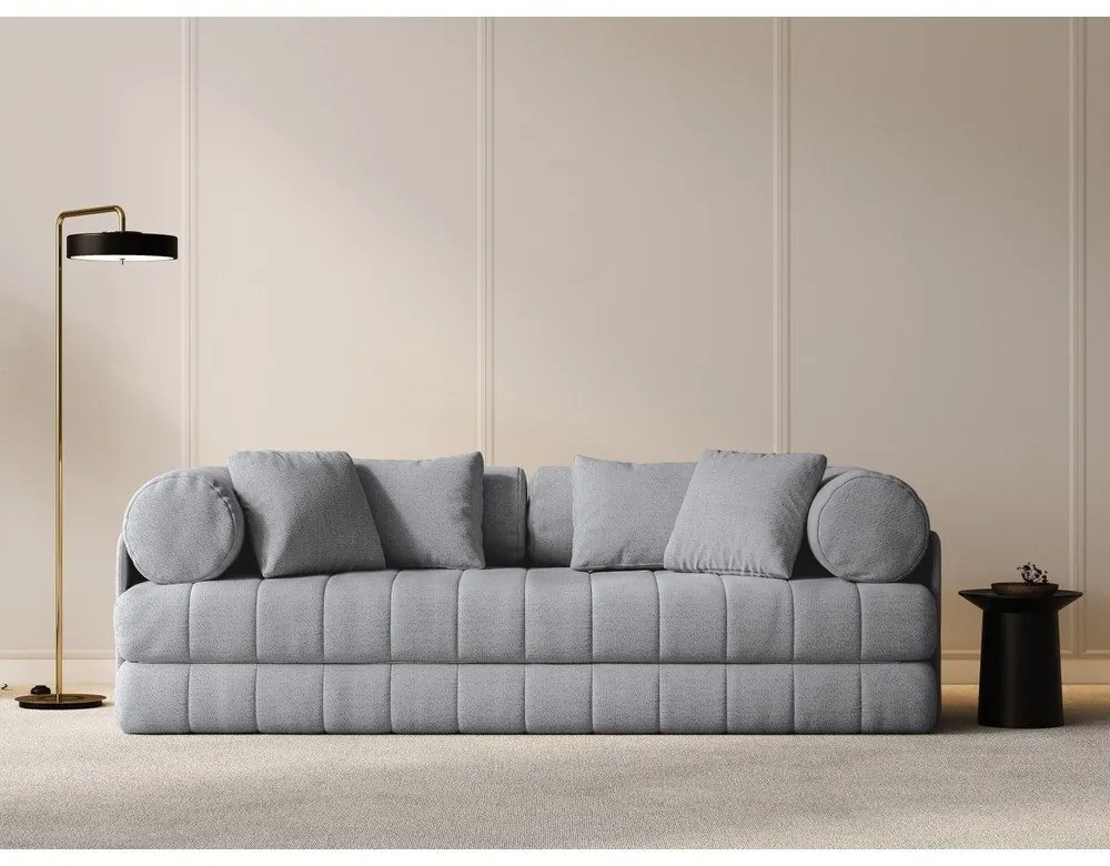 Светлосив сгъваем диван от прежда с примки от букле 206 cm Kemi – Cosmopolitan Design