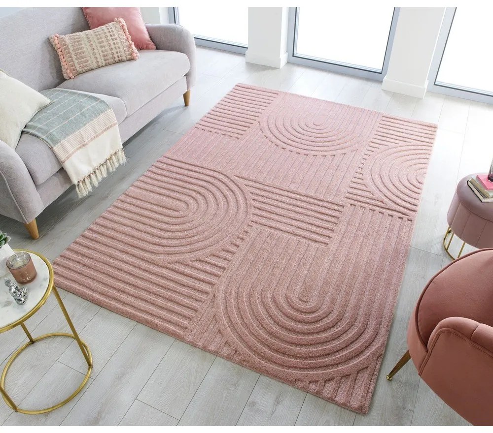 Розов вълнен килим , 120 x 170 cm Zen Garden - Flair Rugs