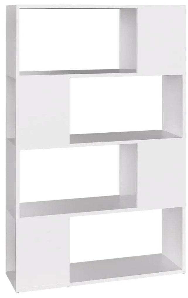 809134 vidaXL Библиотека, бяла, 80x24x124,5 см, инженерно дърво